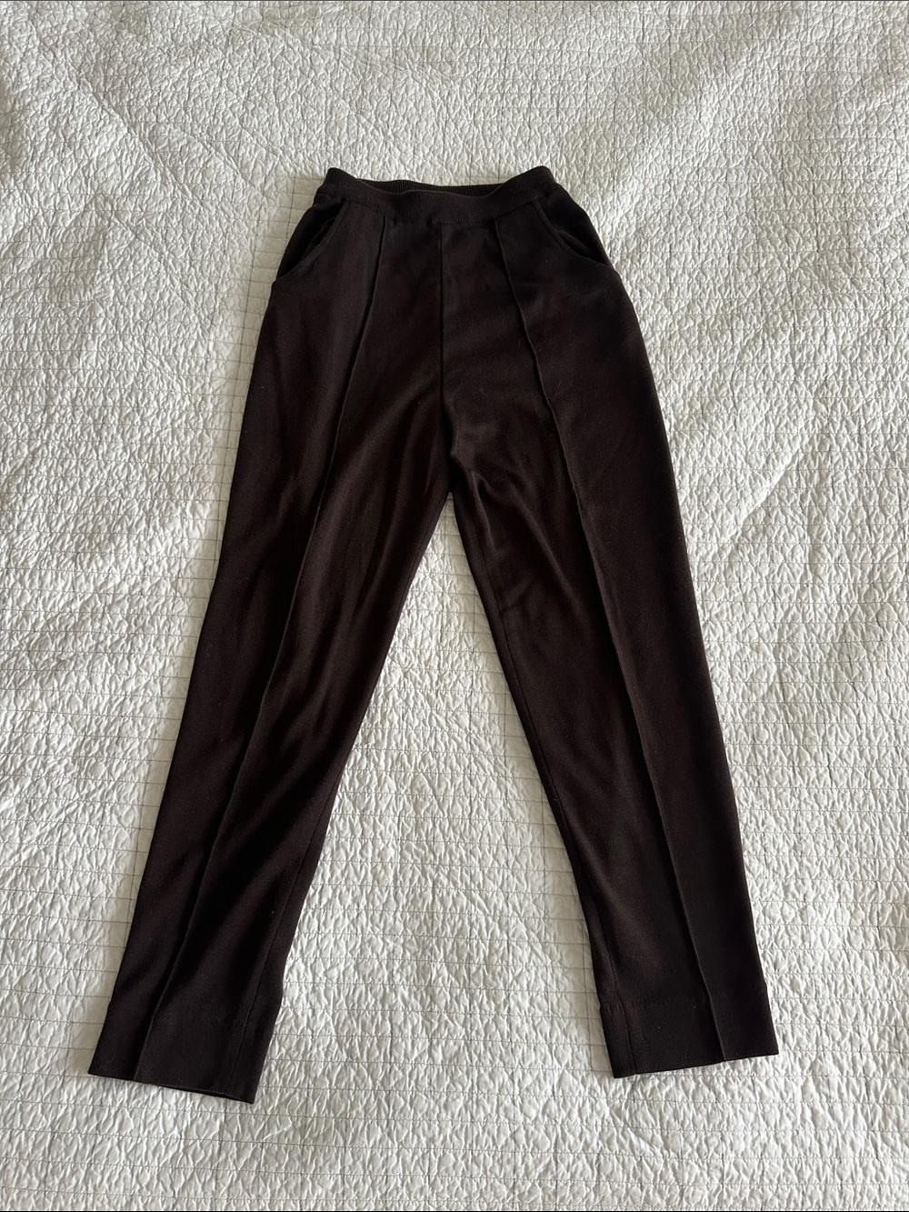 100% Extra Fine Merino Wool Elastic Pants in Chocolate Brown
